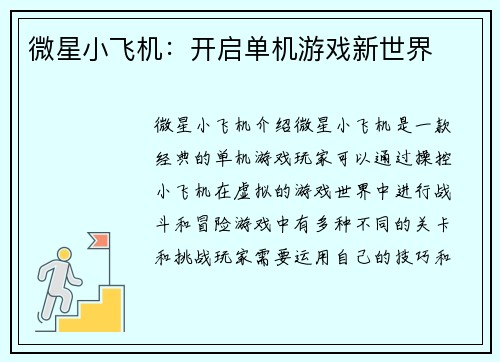 微星小飞机：开启单机游戏新世界